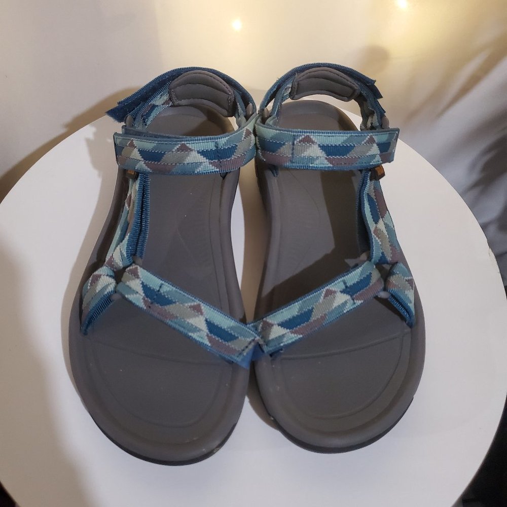 Teva Women's Size 8 Hurricane Turquoise and Gray Triangle Hiking Sandals EUC